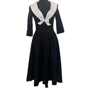 Unique Vintage Deadstock 1950’s Pinup Sailor Dress Black White Size Medium